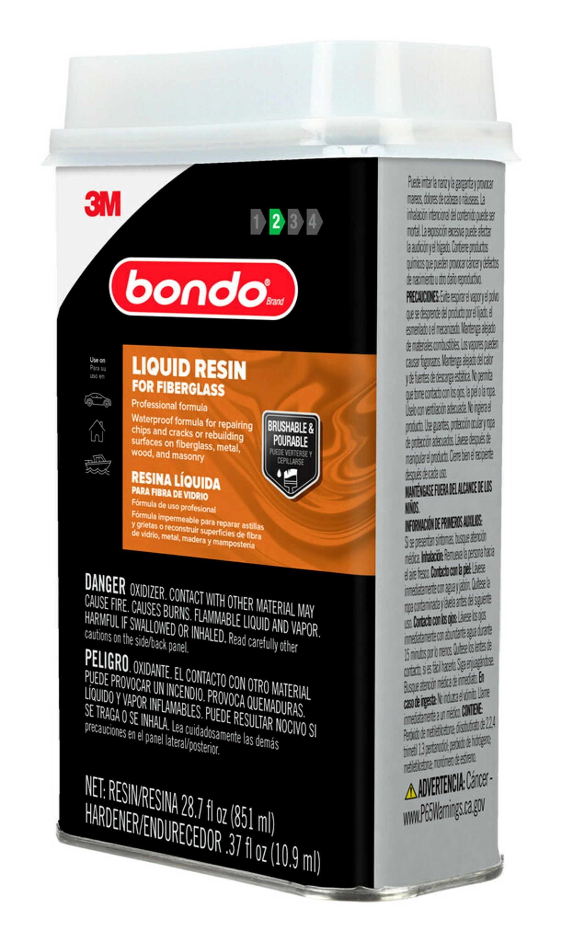 Bondo Fiberglass Resin, 00402, 0.9 Quart