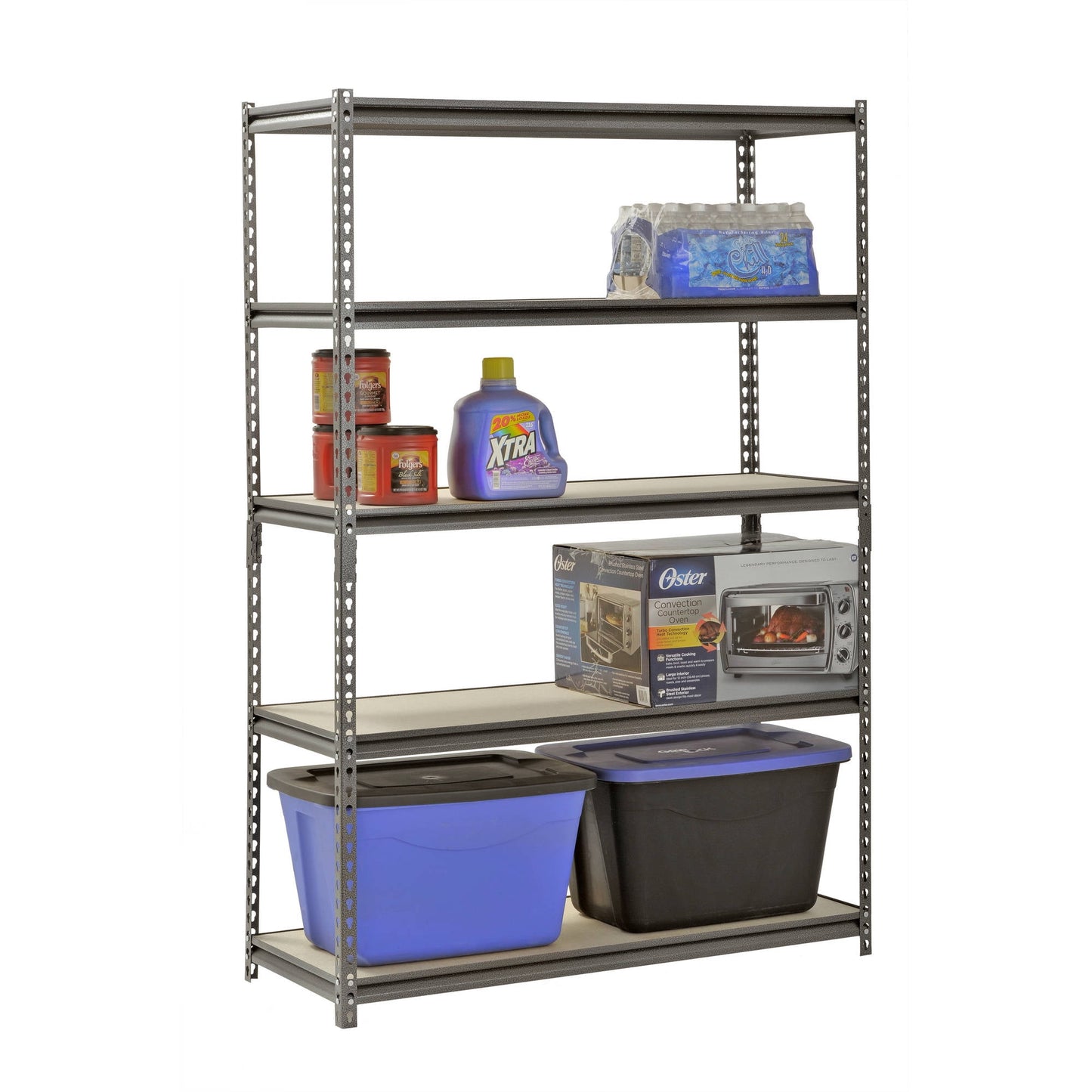 48"W X 18"D X 72"H 5-Shelf Steel Freestanding Shelves, Silver