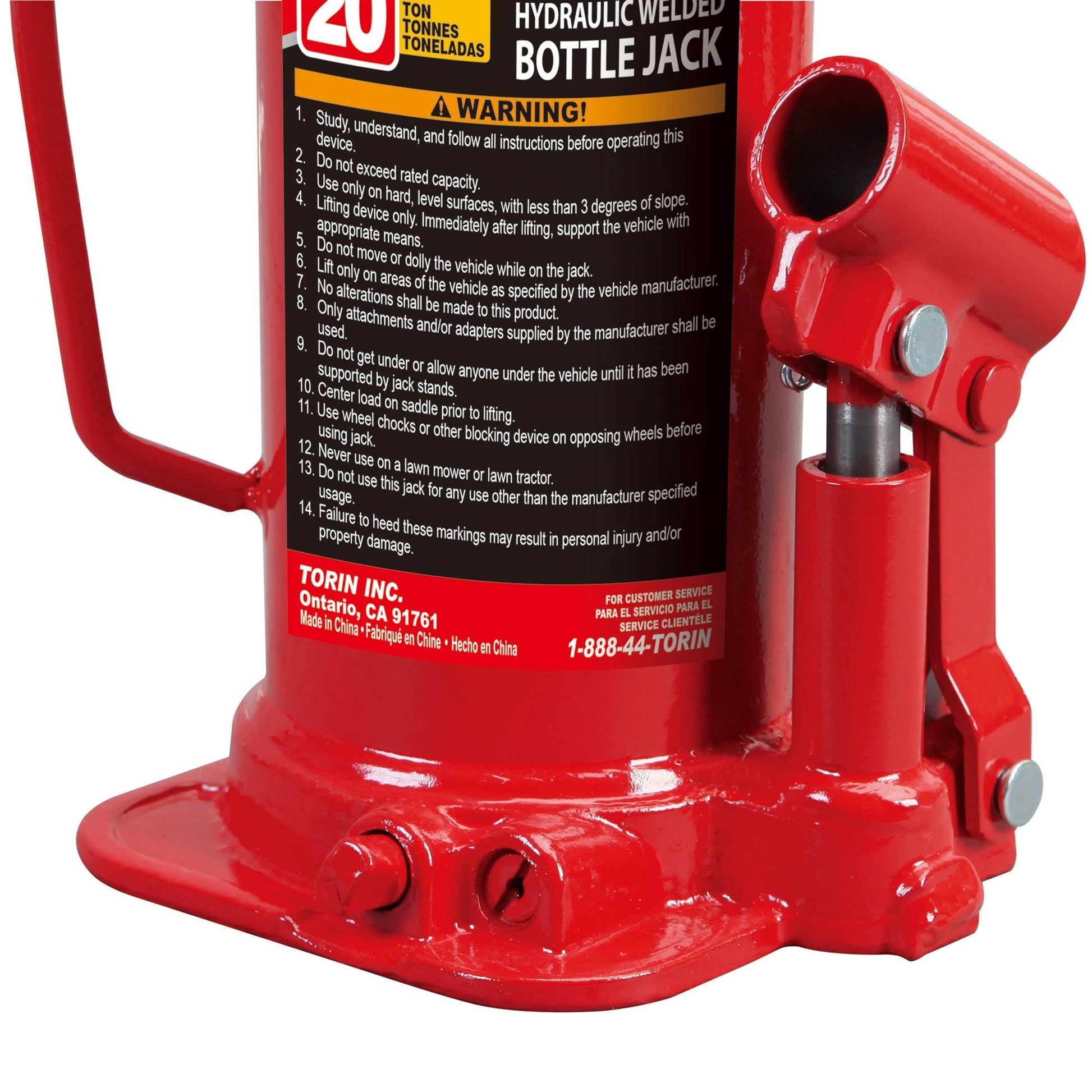 Torin Big Red 20 Ton Heavy Duty Hydraulic Welded Bottle Jack,T92003