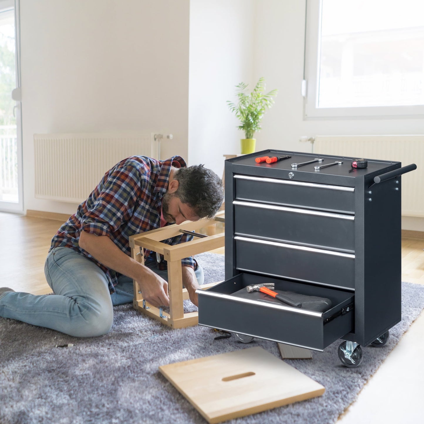 4-Drawer Tool Chest Rolling Tool Cabinet with Wheels for Auto Mechanics