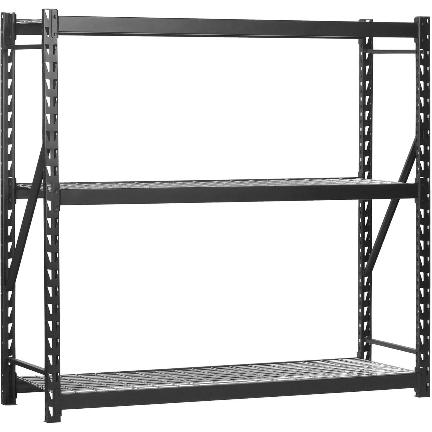 77"W X 24"D X 72"H 3-Tier Steel Welded Storage Rack, 4,500 Lb. Total Capacity; Black