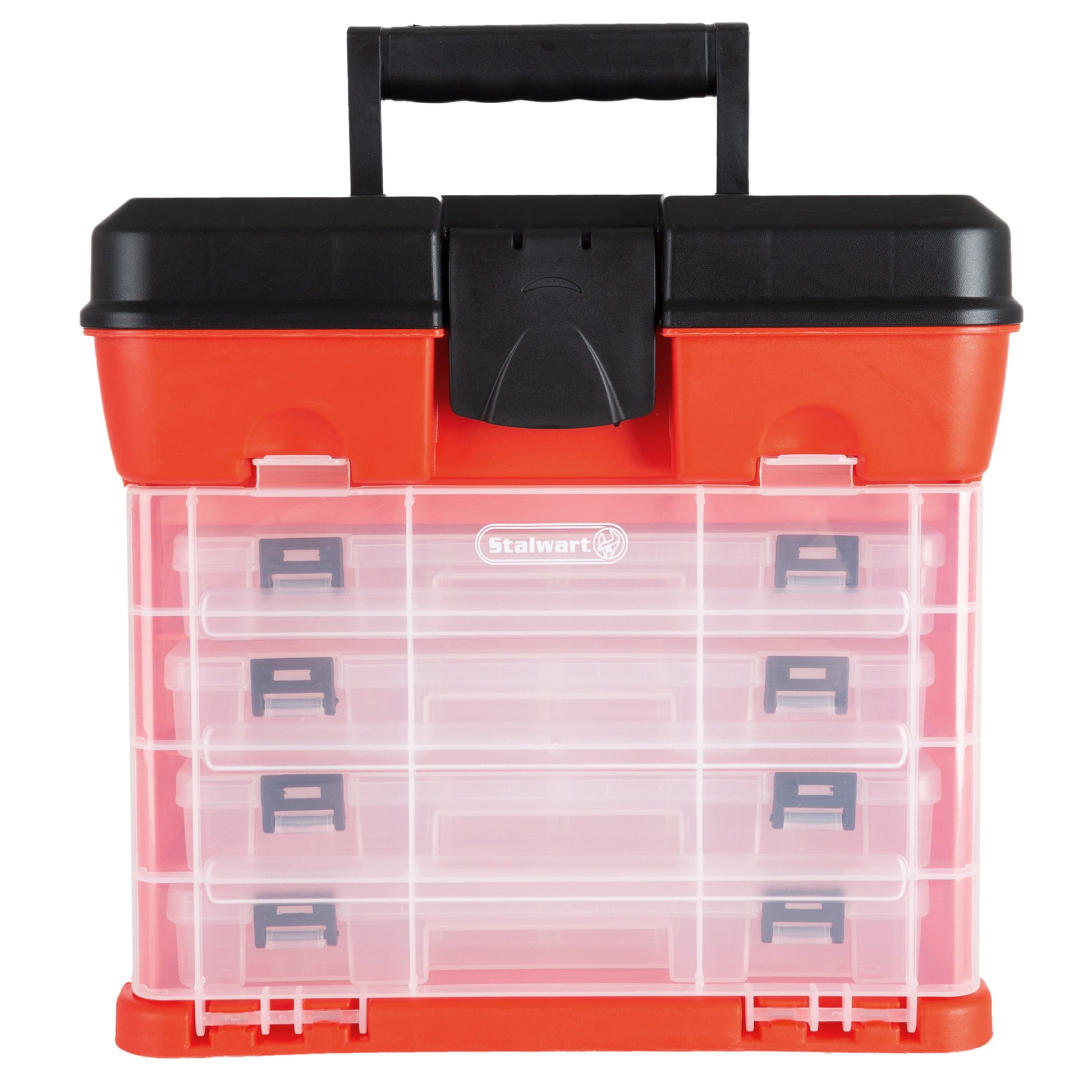 Portable Tool Storage Box - Small Parts Organizer with 4 Trays