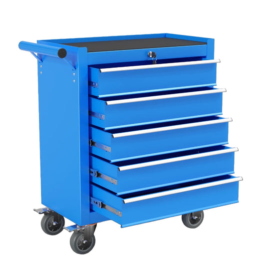 5 Drawer Rolling Tool Chest, Metal Tool Cart on Wheels (Blue)