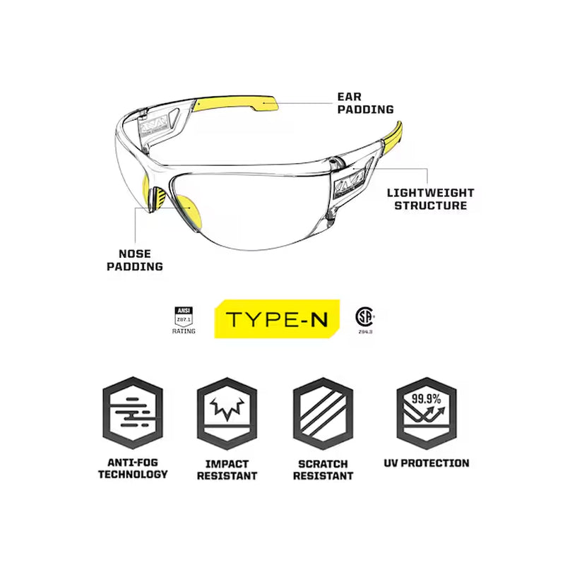 MECHANIX WEAR Vision Type-N Polycarbonate Anti-Fog Safety Glasses