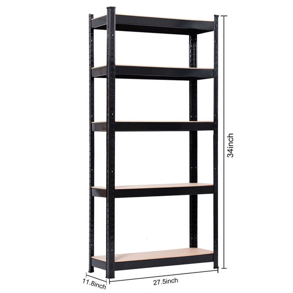 30"W X 12"D X 60"H, 5-Tier Steel Shelving, 500 Lbs. Capacity per Shelf, Black