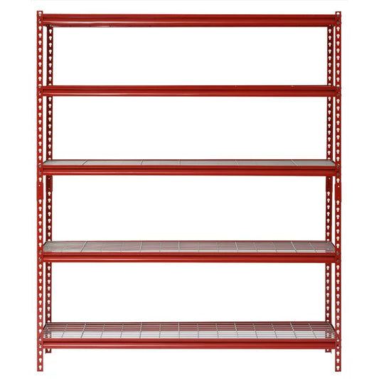 60"W X 24"D X 72"H 5-Tier Steel Shelving; 650 Lb. Capacity per Shelf; Red