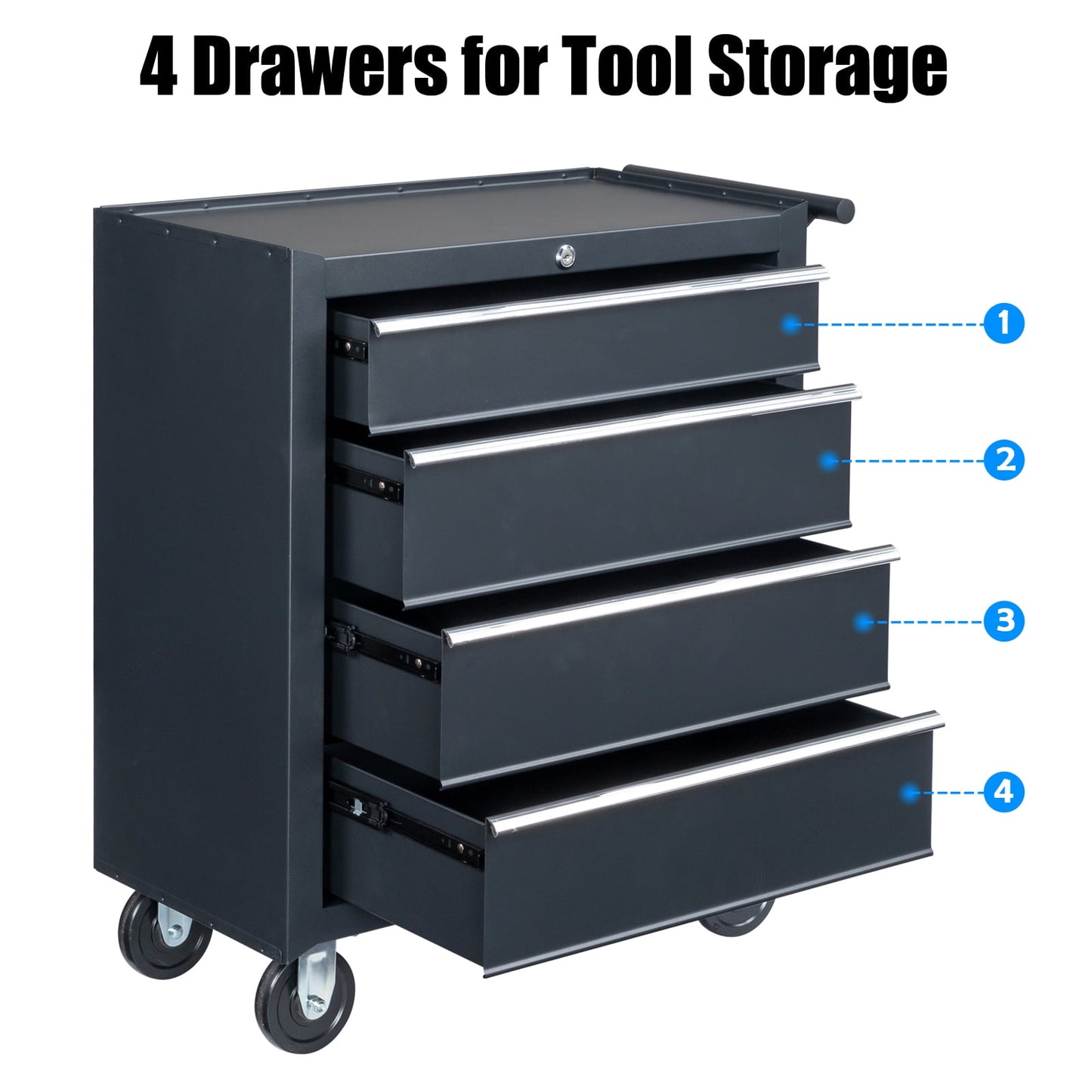 4-Drawer Tool Chest Rolling Tool Cabinet with Wheels for Auto Mechanics