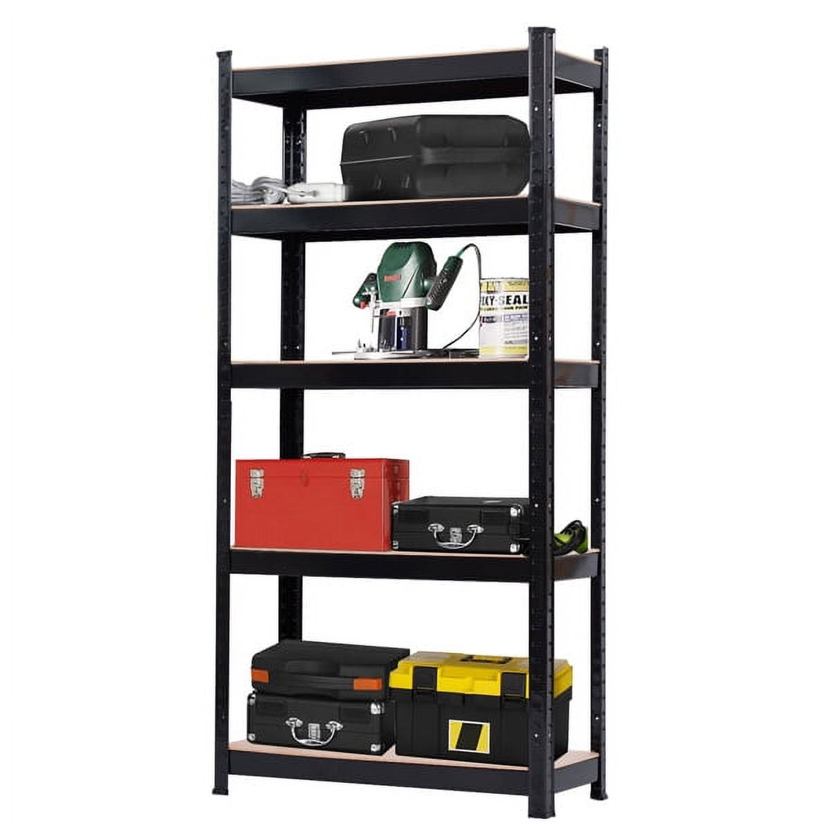 30"W X 12"D X 60"H, 5-Tier Steel Shelving, 500 Lbs. Capacity per Shelf, Black