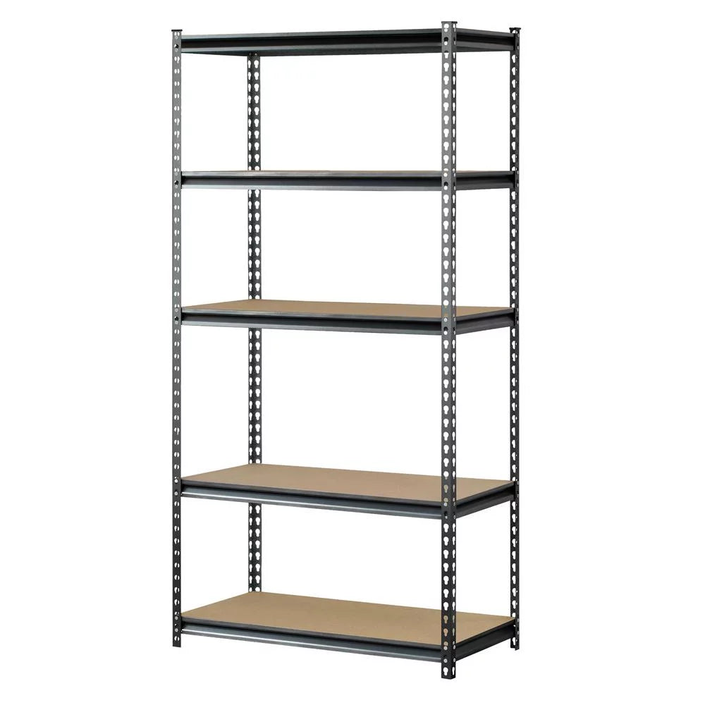 36"W X 18"D X 60"H, 5-Tier Steel Shelving; 800 Lbs. Capacity per Shelf; Silver/Black