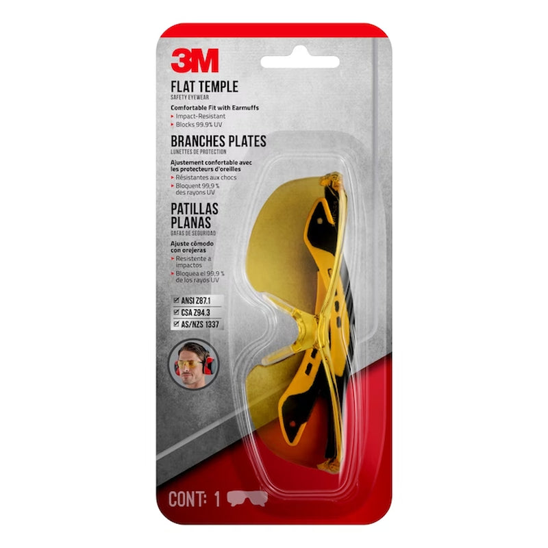 3M Flat Temple Plastic Safety Glasses