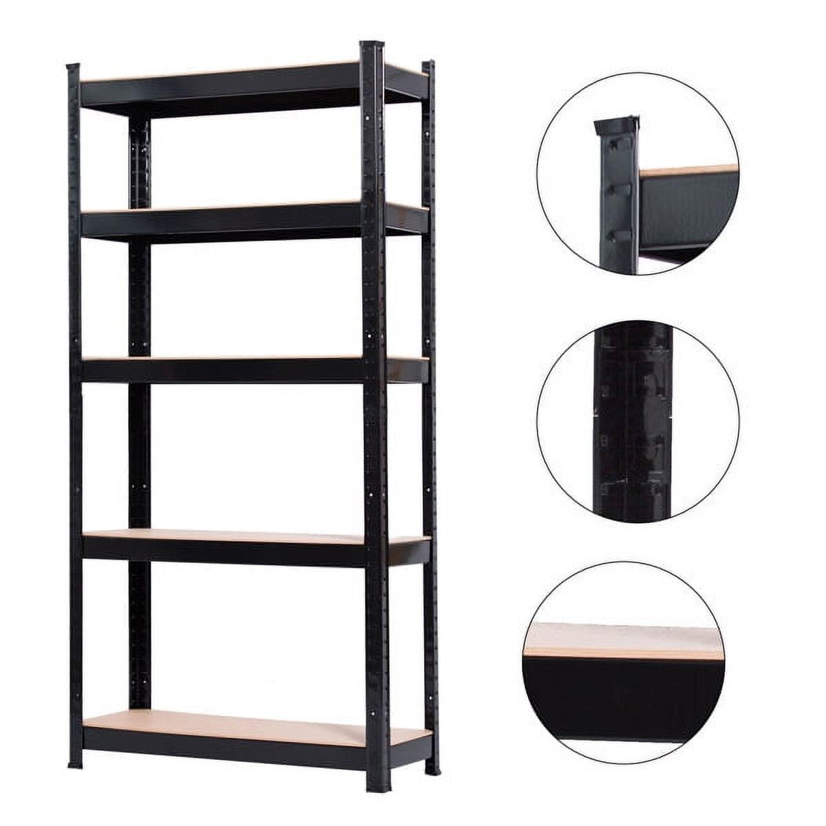 30"W X 12"D X 60"H, 5-Tier Steel Shelving, 500 Lbs. Capacity per Shelf, Black