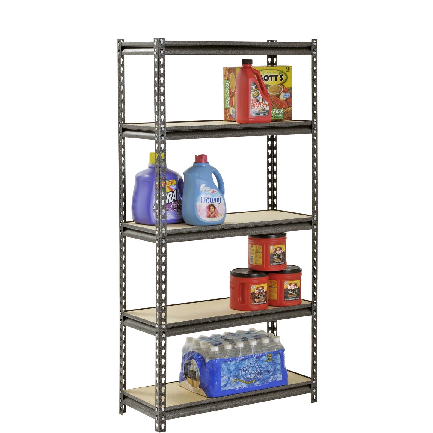 30"W X 12"D X 60"H 5-Shelf Steel Freestanding Shelves, 500 Lbs. Capacity per Shelf; Silver