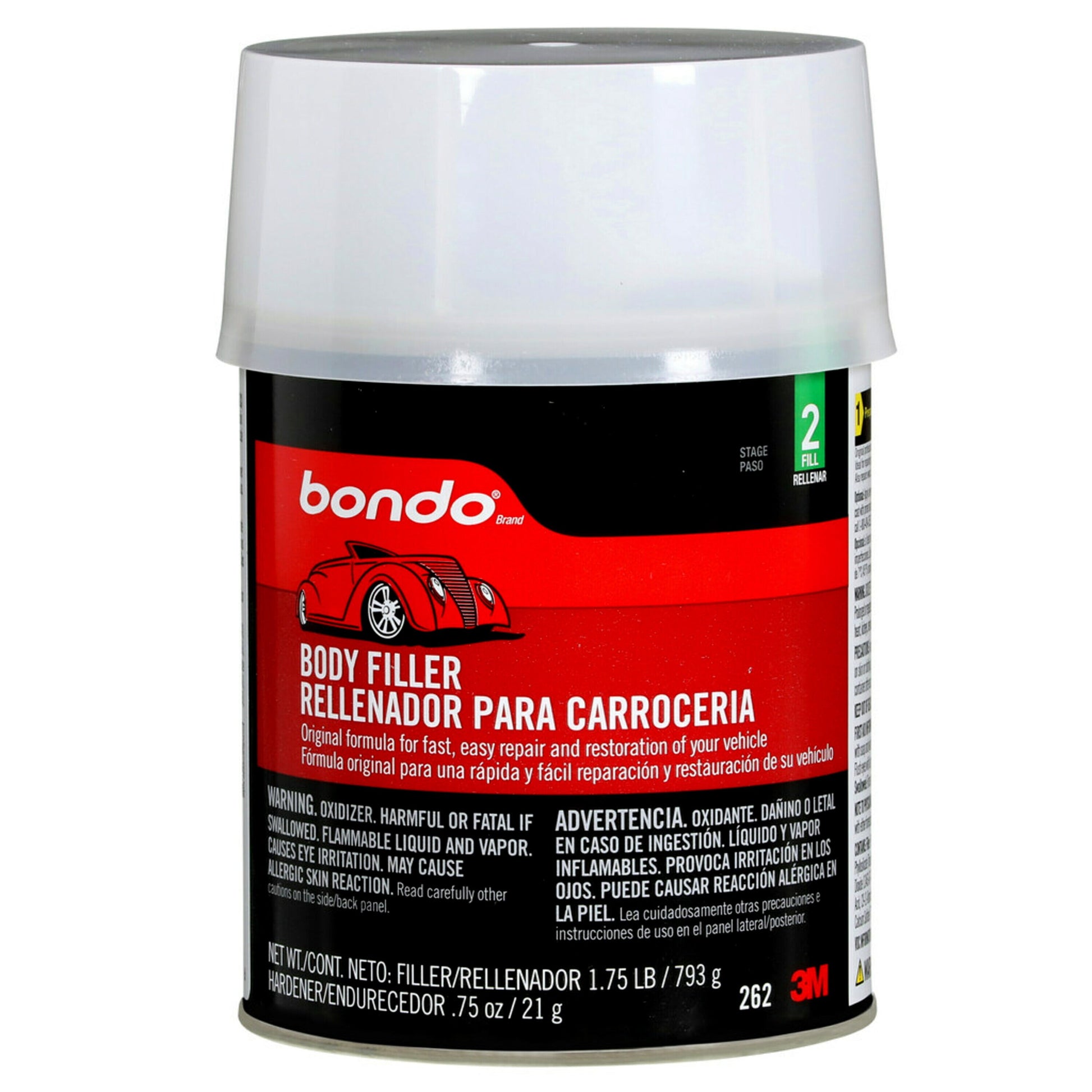 Bondo Body Filler, Original Formula, 1 Lb. 12 Oz with 0.75 Oz Hardener