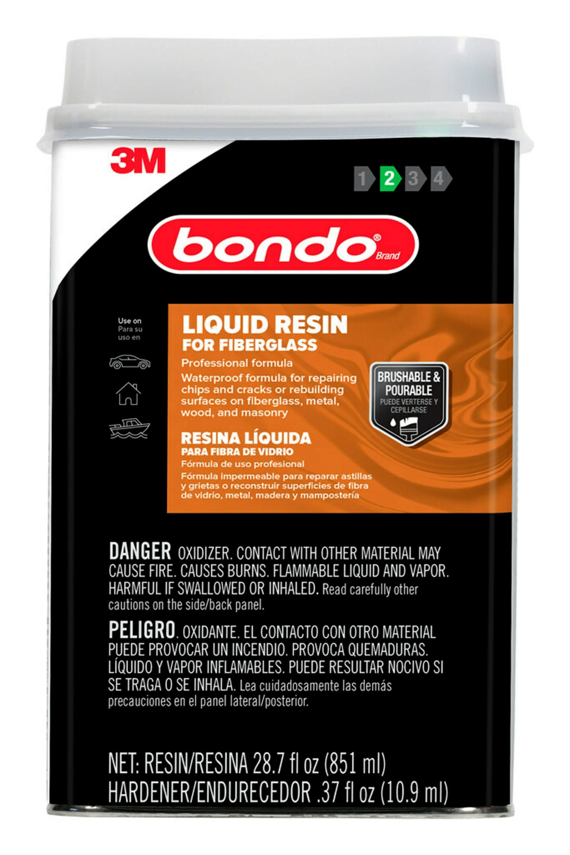 Bondo Fiberglass Resin, 00402, 0.9 Quart