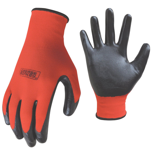 Grease Monkey D25232 Work Gloves, Red, Men's Large, 8 Pair