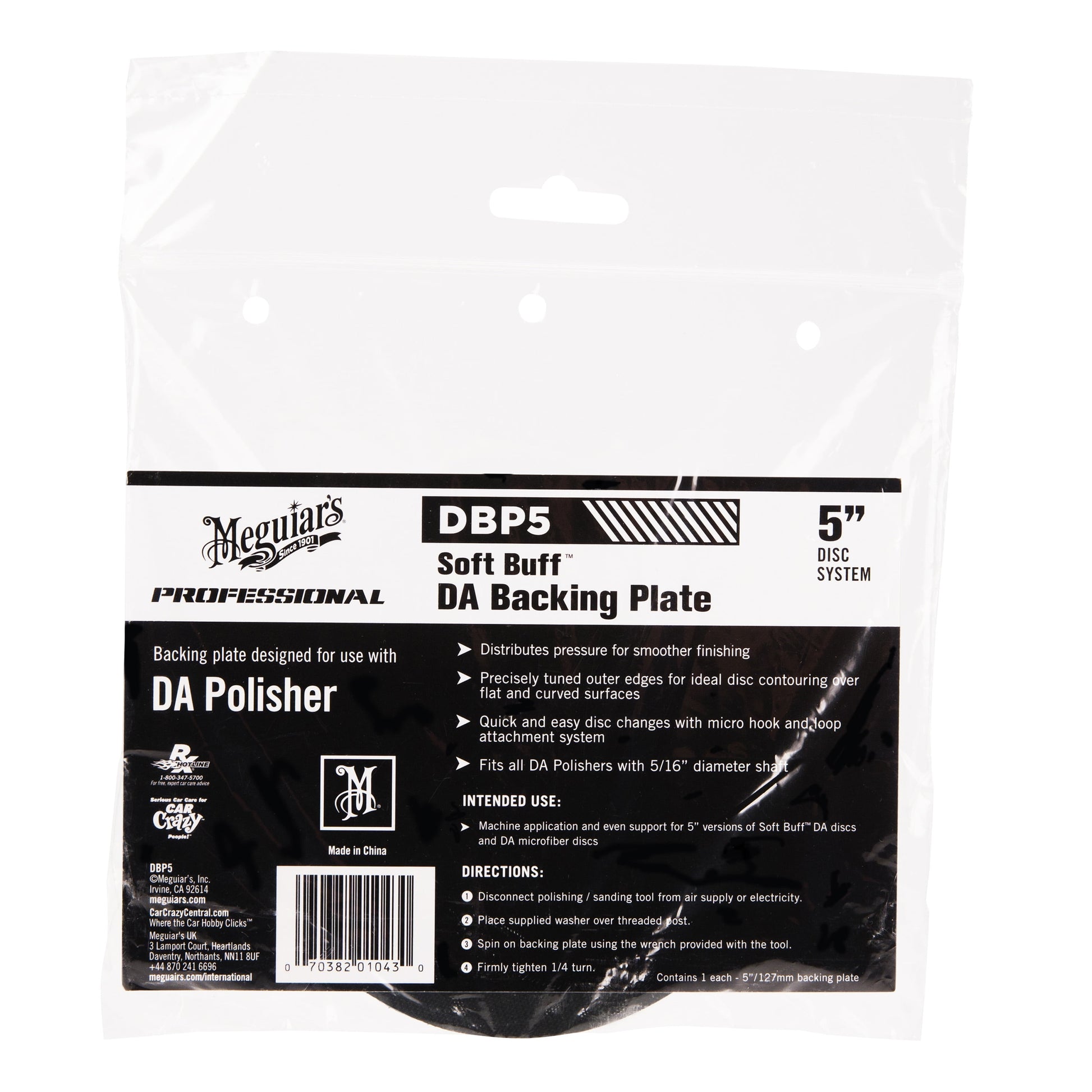 Meguiar's 5" Soft Buff DA Backing Plate - Use with MT300 Dual Action Variable Speed Polisher - DBP5, 1 Pack