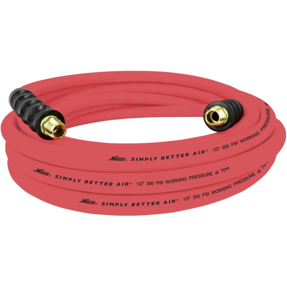 Milton Ulr 1/2" Id X 25' (3/8" Mnpt) Ultra Lightweight Rubber Air Hose 