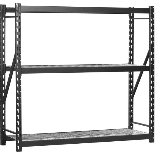 77"W X 24"D X 72"H 3-Tier Steel Welded Storage Rack, 4,500 Lb. Total Capacity; Black