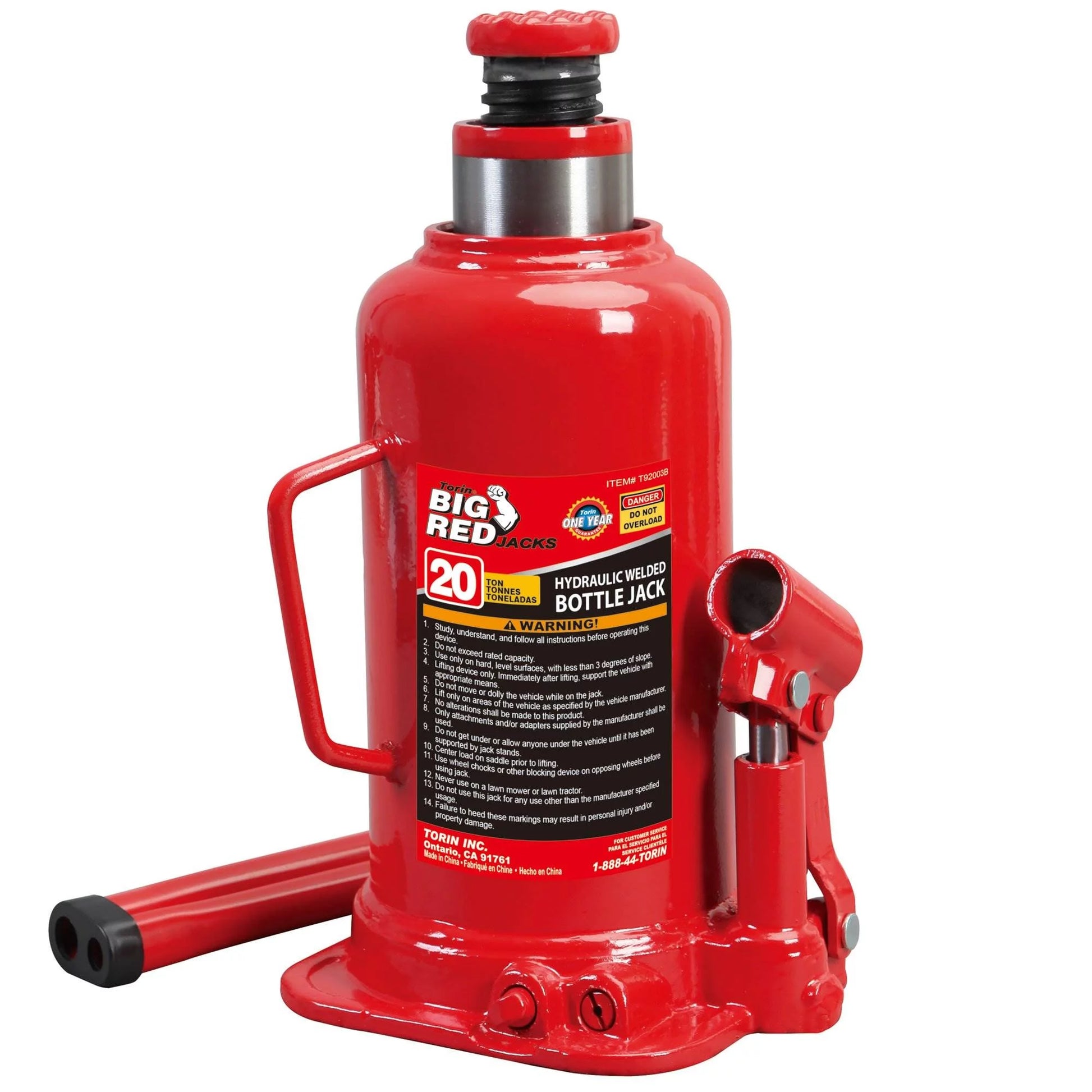 Torin Big Red 20 Ton Heavy Duty Hydraulic Welded Bottle Jack,T92003