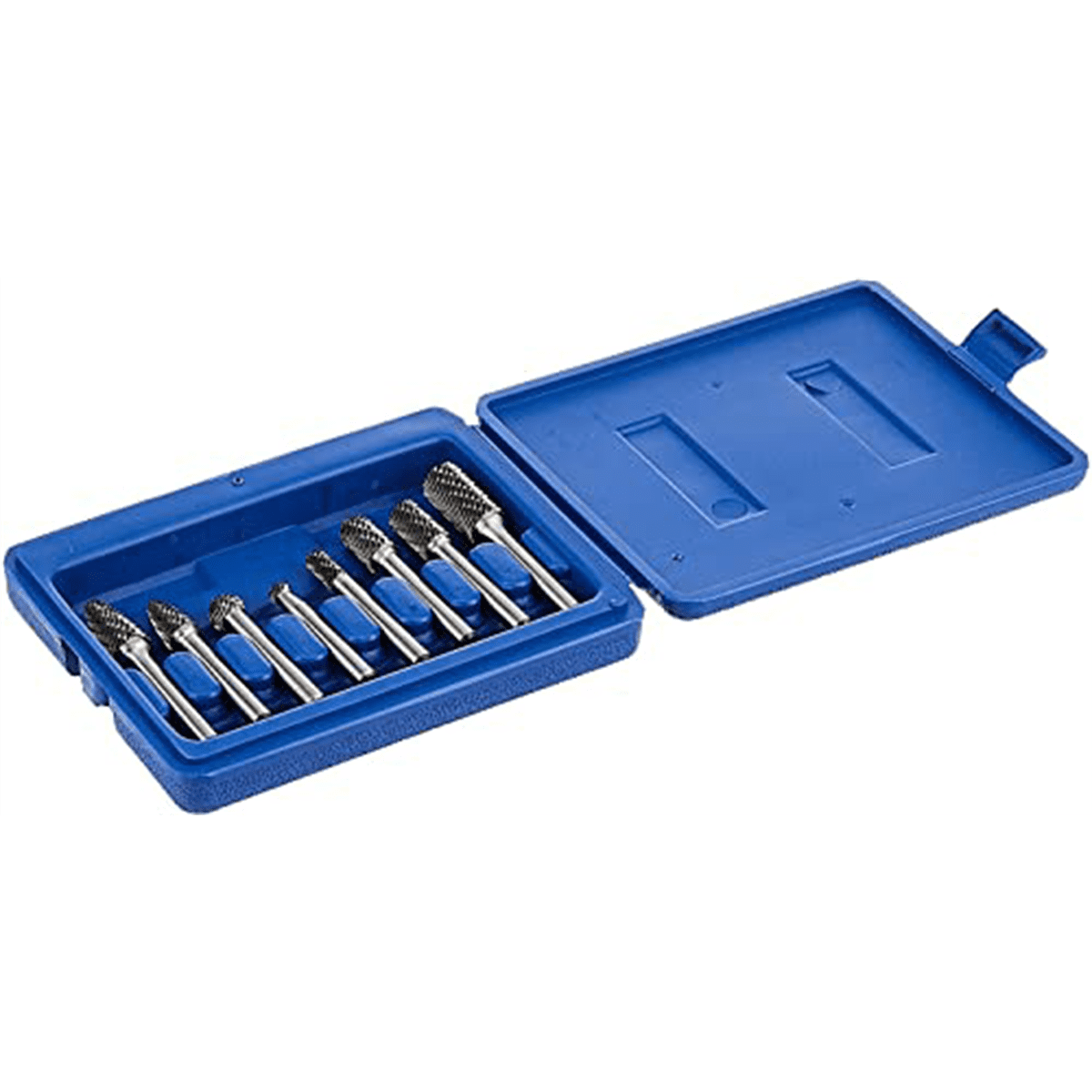 Astro Pneumatic Tool 2181 8-Piece Double Cut Carbide Rotary Burr Set 1/4" Shank in Blow Molded Case