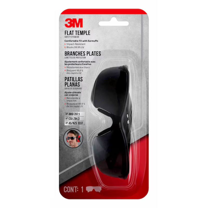 3M Flat Temple Plastic Safety Glasses