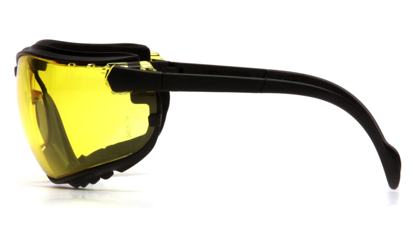 Pyramex Black Frame/Amber Anti-Fog Lens Safety Glasses