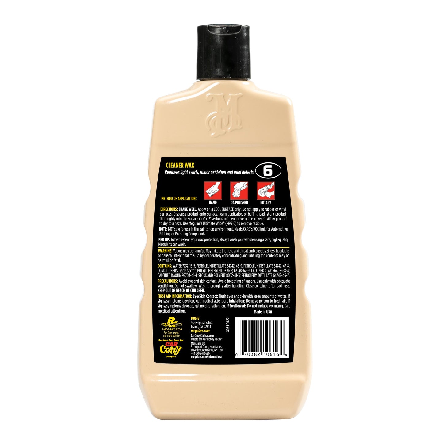 Meguiar's M06 Mirror Glaze Cleaner Wax, M0616, 1 Bottle,16 Oz