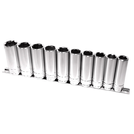 K Tool 28200 Deep Metric Socket Set with 1/2" Drive, 15Mm to 24Mm, 10 Piece