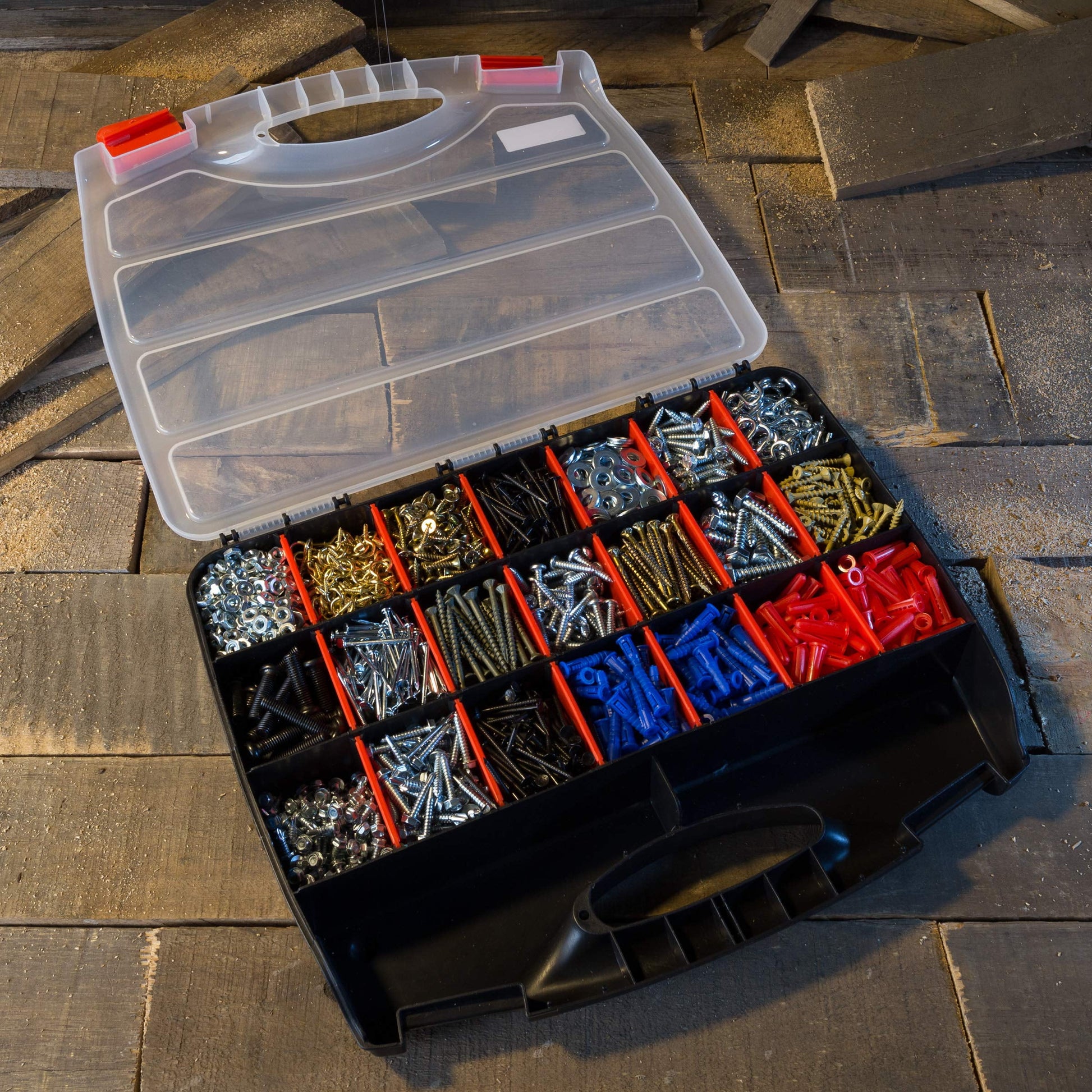 Portable Storage Case with 23 Adjustable Compartments for Hardware