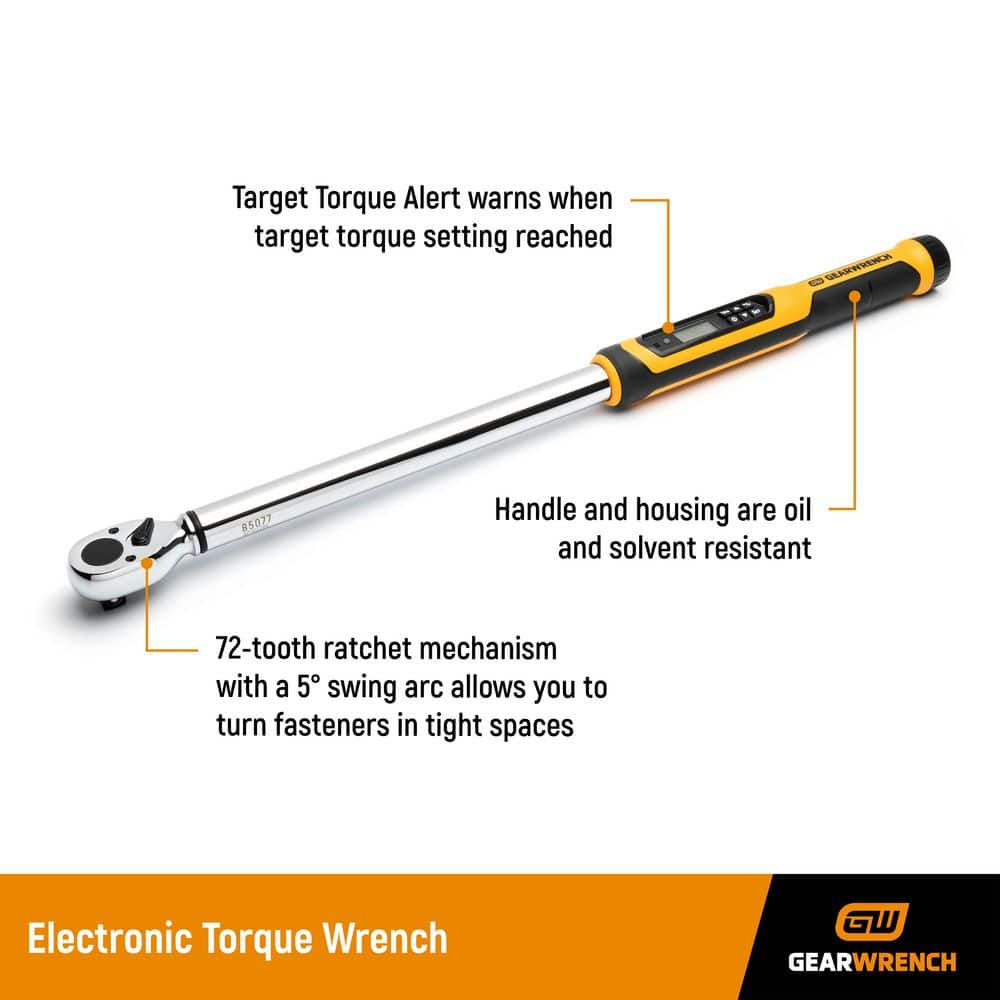 GEARWRENCH 1/2" Drive Electronic Torque Wrench 25-250 ft/lbs