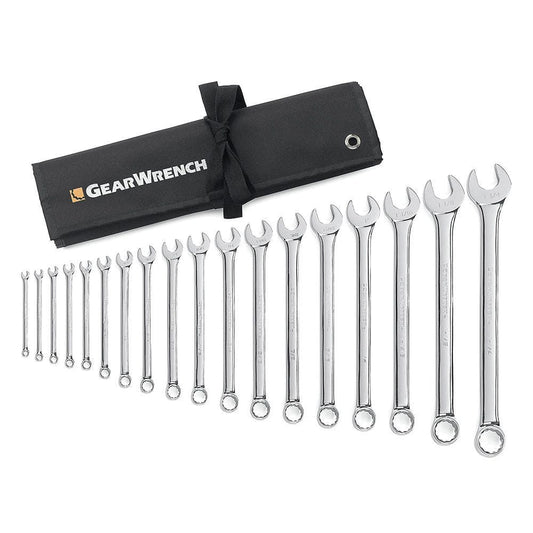 GEARWRENCH 18 Piece 12 Point Long Pattern Combination SAE Wrench Set