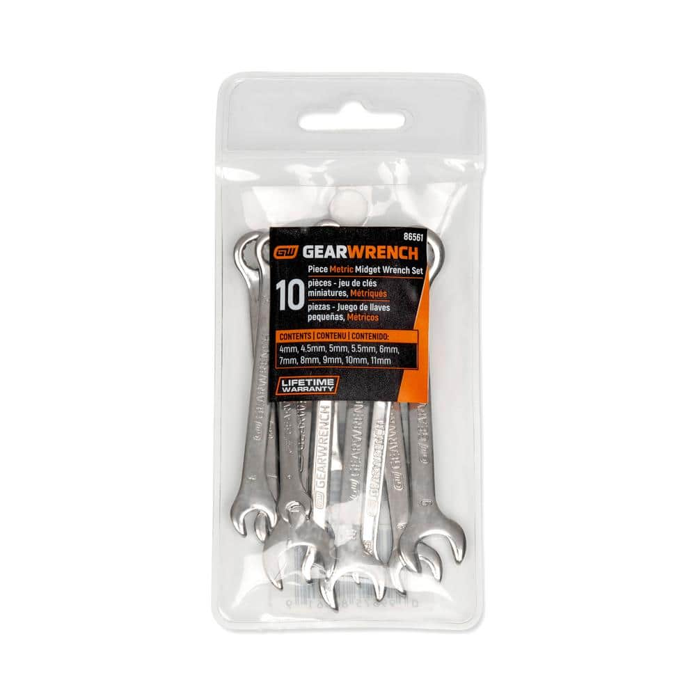 GEARWRENCH Metric Midget Combination Wrench Set with Pouch (10-Piece)