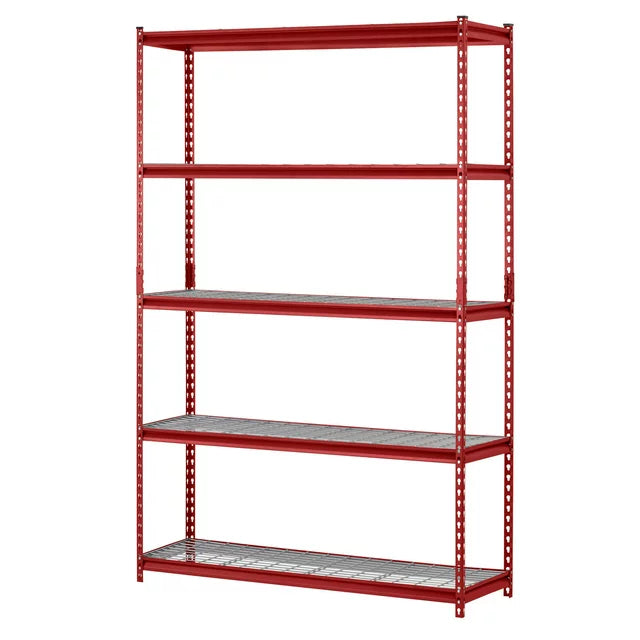 48"W X 24"D X 72"H 5-Tier Steel Shelving; 4,000 Lbs. Total Capacity; Red